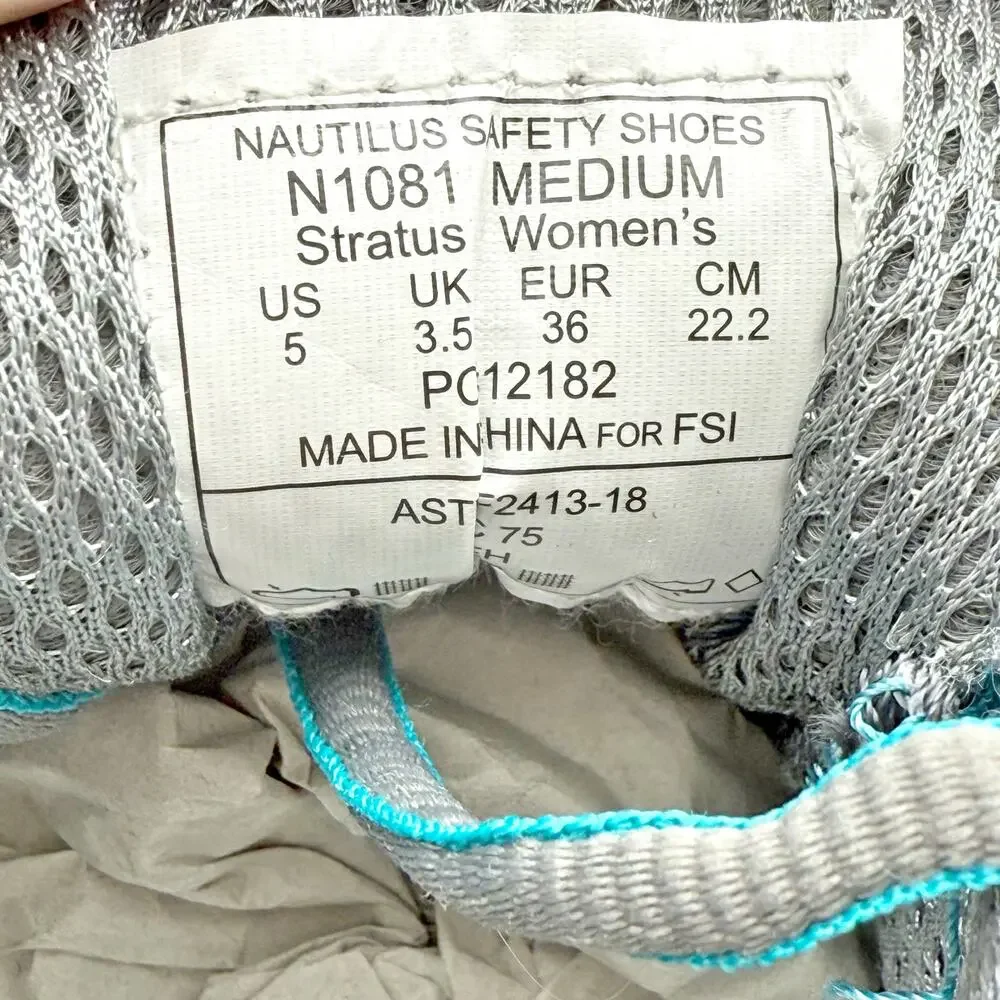 Nautilus Safety Footwear Womens Stratus CT Work Sneakers US 5 M EU 36 Blue EUC